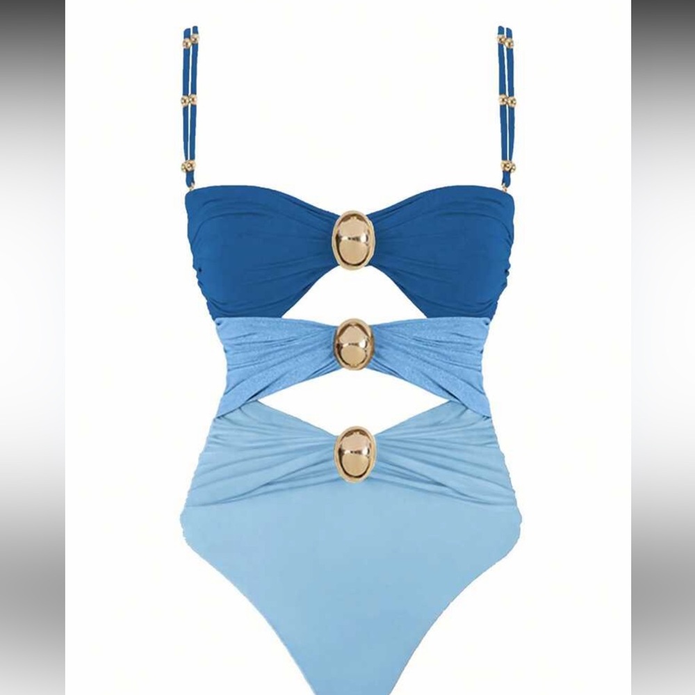 Revolve Ombré Blue Cutout One Piece Swimsuit Size S